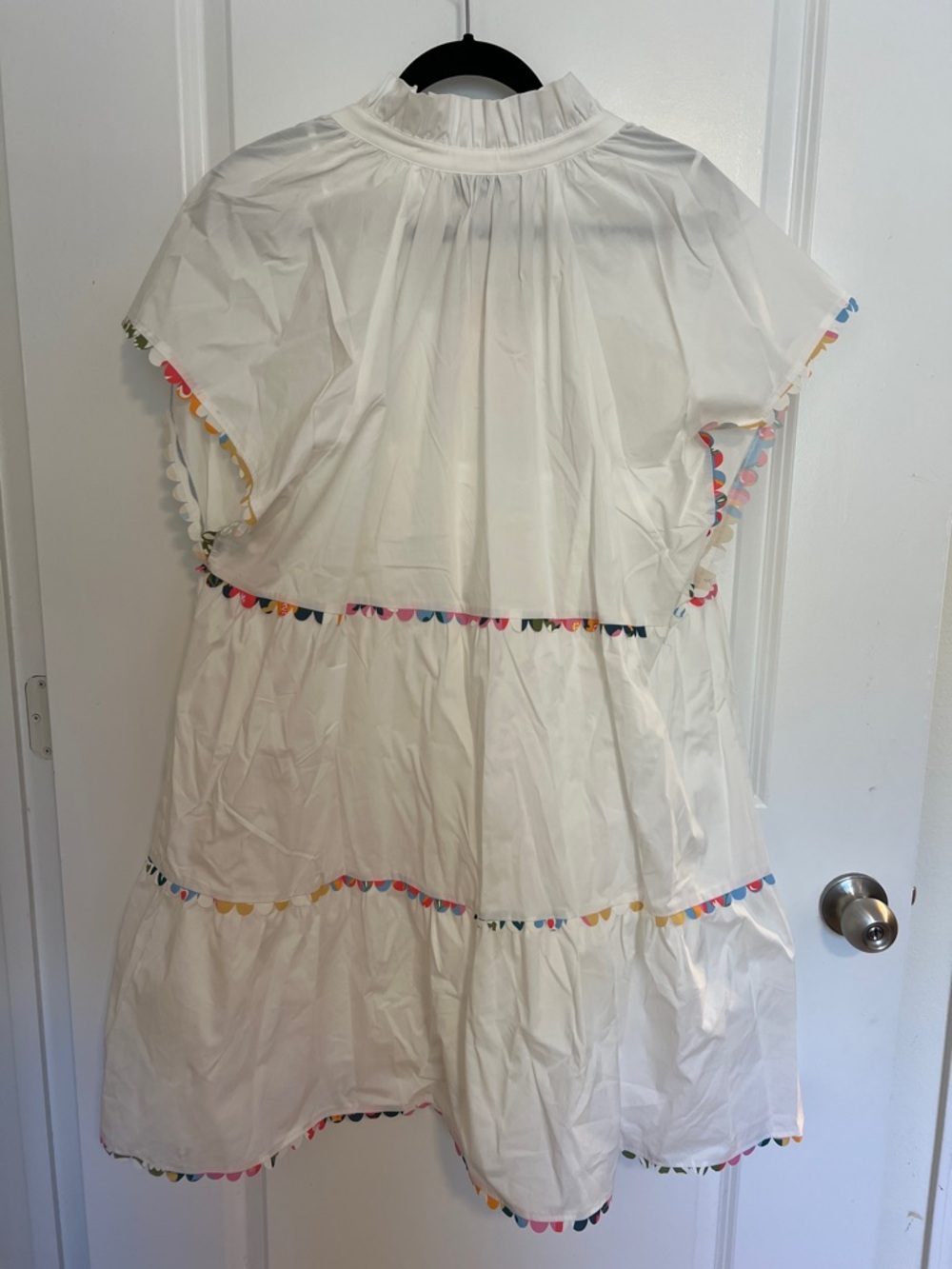crosby White Cotton Button-Front Dress with Multicolor Scallop Trim - Picture 4 of 4